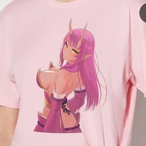 Meduim Japanese anime, sexy girl pink t shirt
